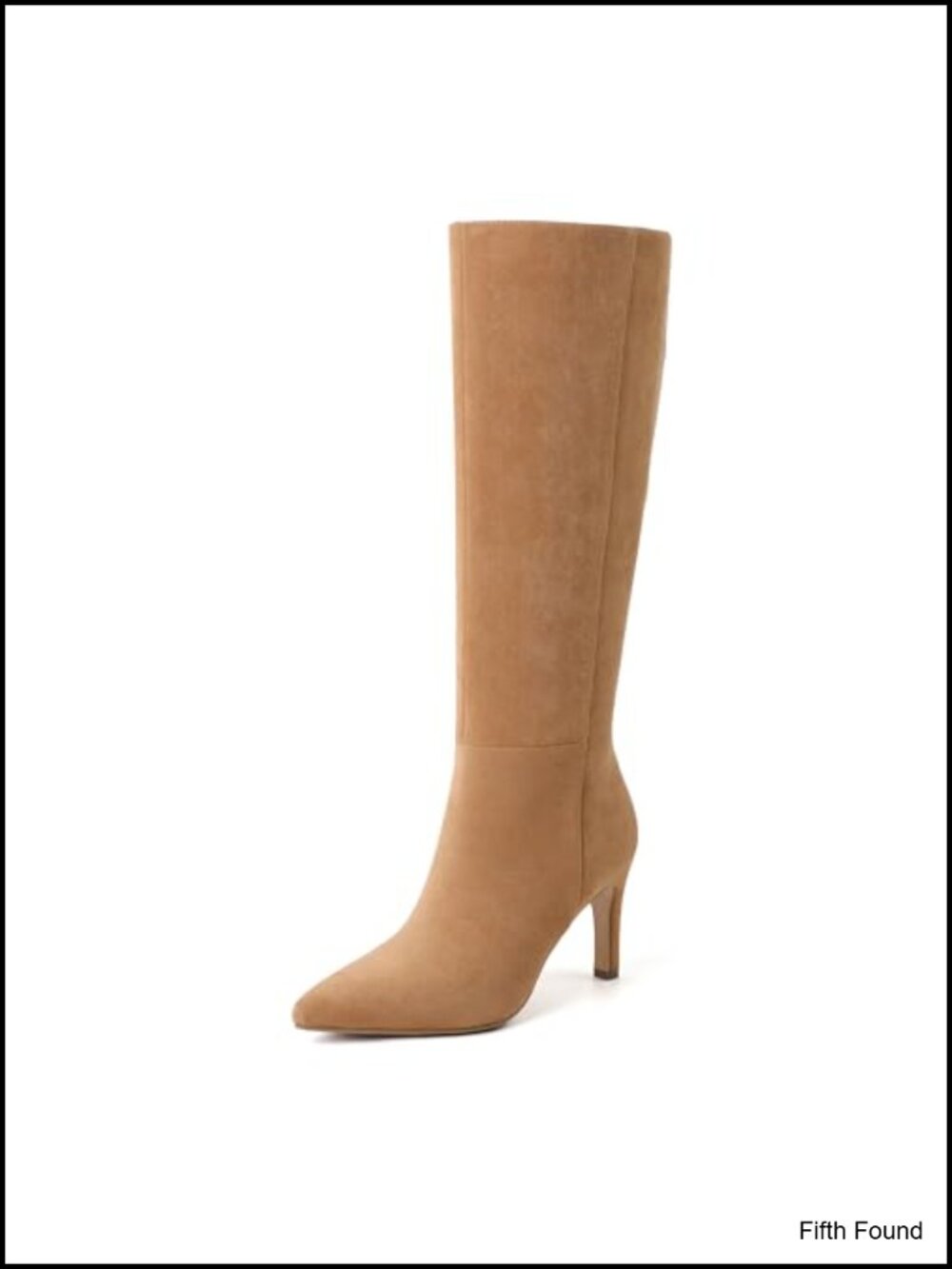 Knee High Boots Women Pointed Toe Stiletto Tall Faux Suede Zip